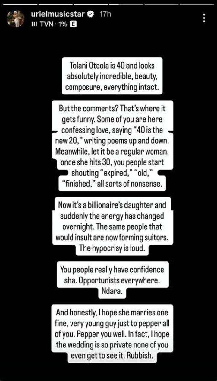 Uriel weighs in on extravagant billing on men by women.
